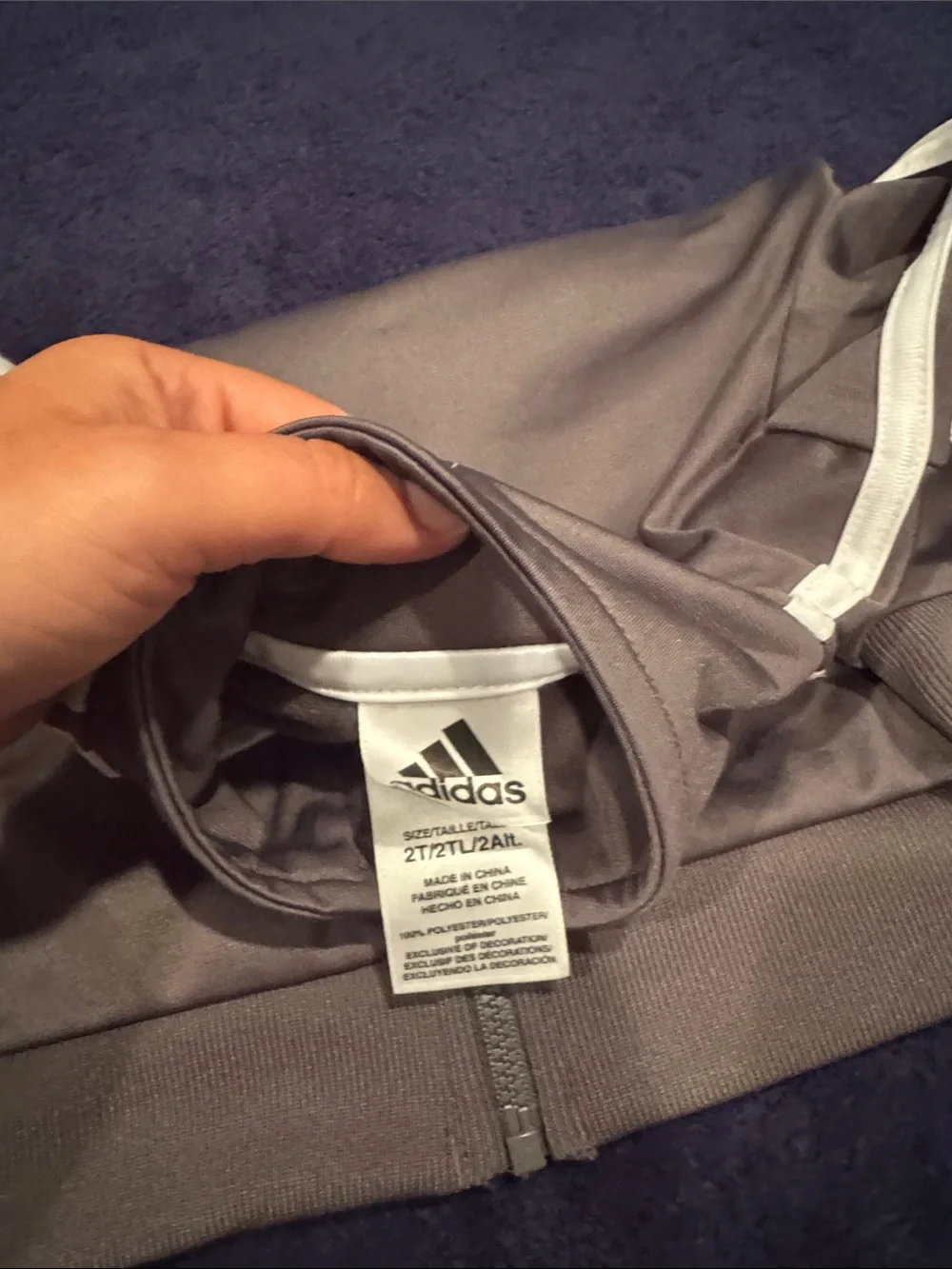 adidas Kids Gray Zip-Front Track Jacket with White Stripes